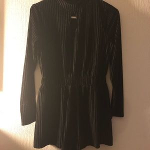 Velvet black striped romper